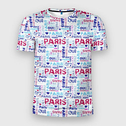Мужская спорт-футболка Парижская бумага с надписями - текстура
