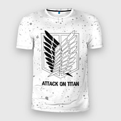 Мужская спорт-футболка Attack on Titan glitch на светлом фоне