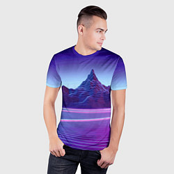 Футболка спортивная мужская Neon mountains - Vaporwave, цвет: 3D-принт — фото 2