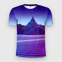 Футболка спортивная мужская Neon mountains - Vaporwave, цвет: 3D-принт
