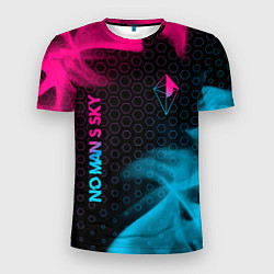 Футболка спортивная мужская No Mans Sky - neon gradient: надпись, символ, цвет: 3D-принт