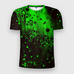 Футболка спортивная мужская Зелёные краски и вода, цвет: 3D-принт