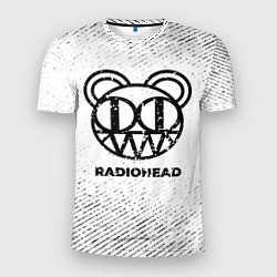 Мужская спорт-футболка Radiohead с потертостями на светлом фоне