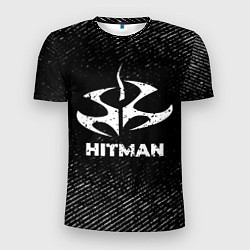 Мужская спорт-футболка Hitman с потертостями на темном фоне