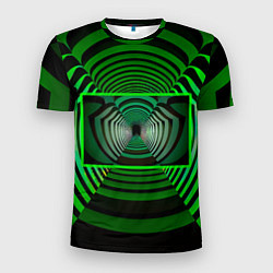 Футболка спортивная мужская Зелёный туннель - оптическая иллюзия, цвет: 3D-принт