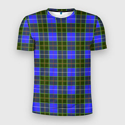 Мужская спорт-футболка Ткань Шотландка сине-зелёная