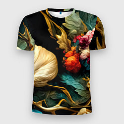 Мужская спорт-футболка Винтажные цветы акварелью