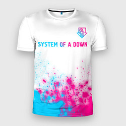 Мужская спорт-футболка System of a Down neon gradient style: символ сверх