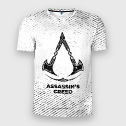 Футболка спортивная мужская Assassins Creed с потертостями на светлом фоне, цвет: 3D-принт