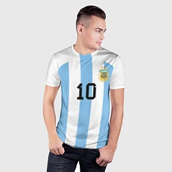 Футболка спортивная мужская Месси Аргентина ЧМ 2022, цвет: 3D-принт — фото 2