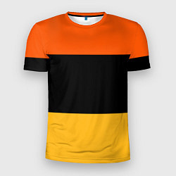 Футболка спортивная мужская Полосатый оранжевый с черной и белой полосой, цвет: 3D-принт