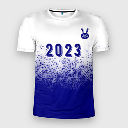 Мужская спорт-футболка 2023 Кролик рисованный: символ сверху на светлом
