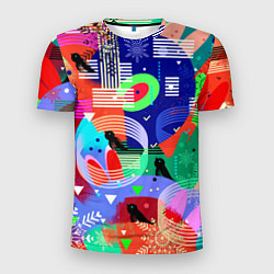 Футболка спортивная мужская Птички, снежинки и заячьи ушки, цвет: 3D-принт