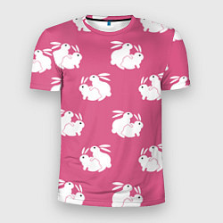 Мужская спорт-футболка Сексуальные кролики на розовом