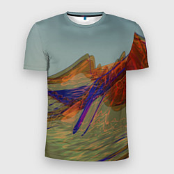 Мужская спорт-футболка Волнообразные разноцветные музыкальные линии