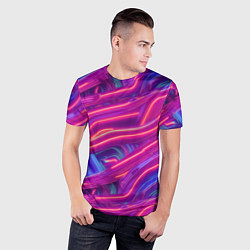 Футболка спортивная мужская Neon waves, цвет: 3D-принт — фото 2