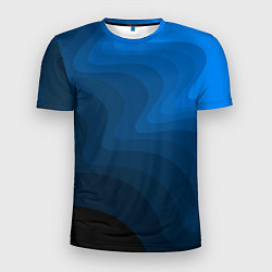 Футболка спортивная мужская Абстрактный темно синий узор волны, цвет: 3D-принт