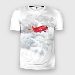 Футболка спортивная мужская Самолёт в облаках, цвет: 3D-принт