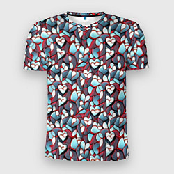 Мужская спорт-футболка Абстрактный паттерн с сердцами