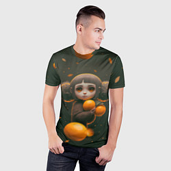 Футболка спортивная мужская Милая девушка с мандаринами, цвет: 3D-принт — фото 2