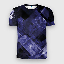 Мужская спорт-футболка Синие, чёрные и белые полоски