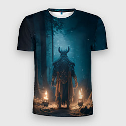 Мужская спорт-футболка Викинг в тёмном лесу