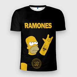 Футболка спортивная мужская Ramones Гомер Симпсон рокер, цвет: 3D-принт