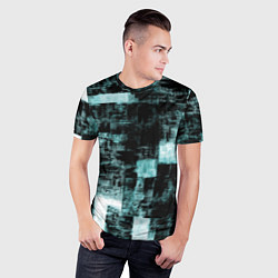 Футболка спортивная мужская Абстракт голубой на чёрном, цвет: 3D-принт — фото 2