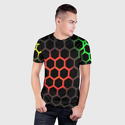 Футболка спортивная мужская Gradient hexagon genshin, цвет: 3D-принт — фото 2