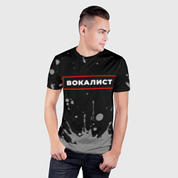 Футболка спортивная мужская Вокалист - в красной рамке на темном, цвет: 3D-принт — фото 2