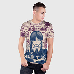 Футболка спортивная мужская Уэнсдей Аддамс в стиле готического тату, цвет: 3D-принт — фото 2