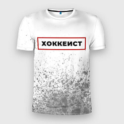 Футболка спортивная мужская Хоккеист в рамке красного цвета, цвет: 3D-принт