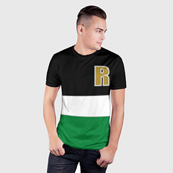 Футболка спортивная мужская Буква R цветные полосы, цвет: 3D-принт — фото 2
