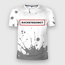 Футболка спортивная мужская Баскетболист в рамке красного цвета, цвет: 3D-принт