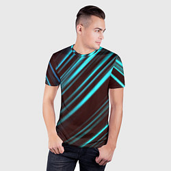 Футболка спортивная мужская Stripes line neon color, цвет: 3D-принт — фото 2