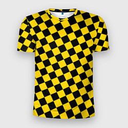 Мужская спорт-футболка Черно-желтая мелкая клетка