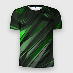 Мужская спорт-футболка Green black abstract