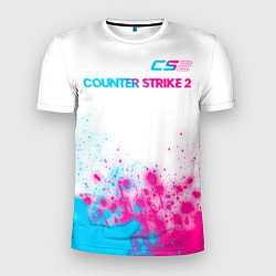 Мужская спорт-футболка Counter Strike 2 neon gradient style: символ сверх