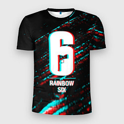 Футболка спортивная мужская Rainbow Six в стиле glitch и баги графики на темно, цвет: 3D-принт