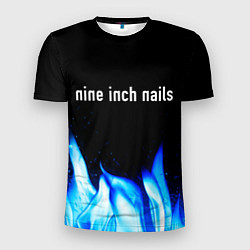 Мужская спорт-футболка Nine Inch Nails blue fire