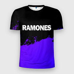 Футболка спортивная мужская Ramones purple grunge, цвет: 3D-принт