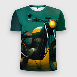 Футболка спортивная мужская Мотоцикл в лесу, цвет: 3D-принт