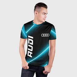 Футболка спортивная мужская Audi неоновые лампы, цвет: 3D-принт — фото 2
