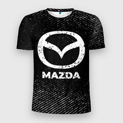 Футболка спортивная мужская Mazda с потертостями на темном фоне, цвет: 3D-принт