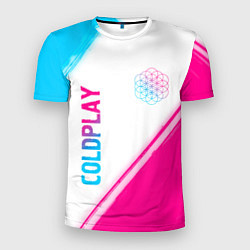 Мужская спорт-футболка Coldplay neon gradient style: надпись, символ
