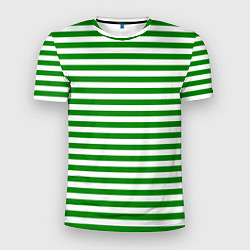 Мужская спорт-футболка Тельняшка зеленая Пограничных войск
