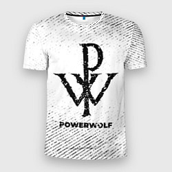 Мужская спорт-футболка Powerwolf с потертостями на светлом фоне