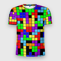 Мужская спорт-футболка Тетрис цветные блоки