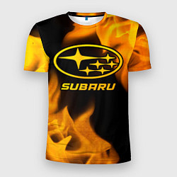 Мужская спорт-футболка Subaru - gold gradient