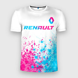 Мужская спорт-футболка Renault neon gradient style: символ сверху